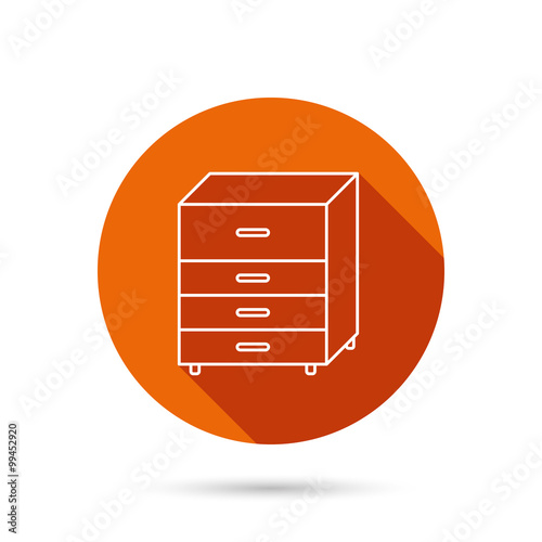 Chest of drawers icon. Interior commode sign.