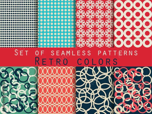 Set of seamless patterns. Words related to Valentine's Day. Vector. © andyvi