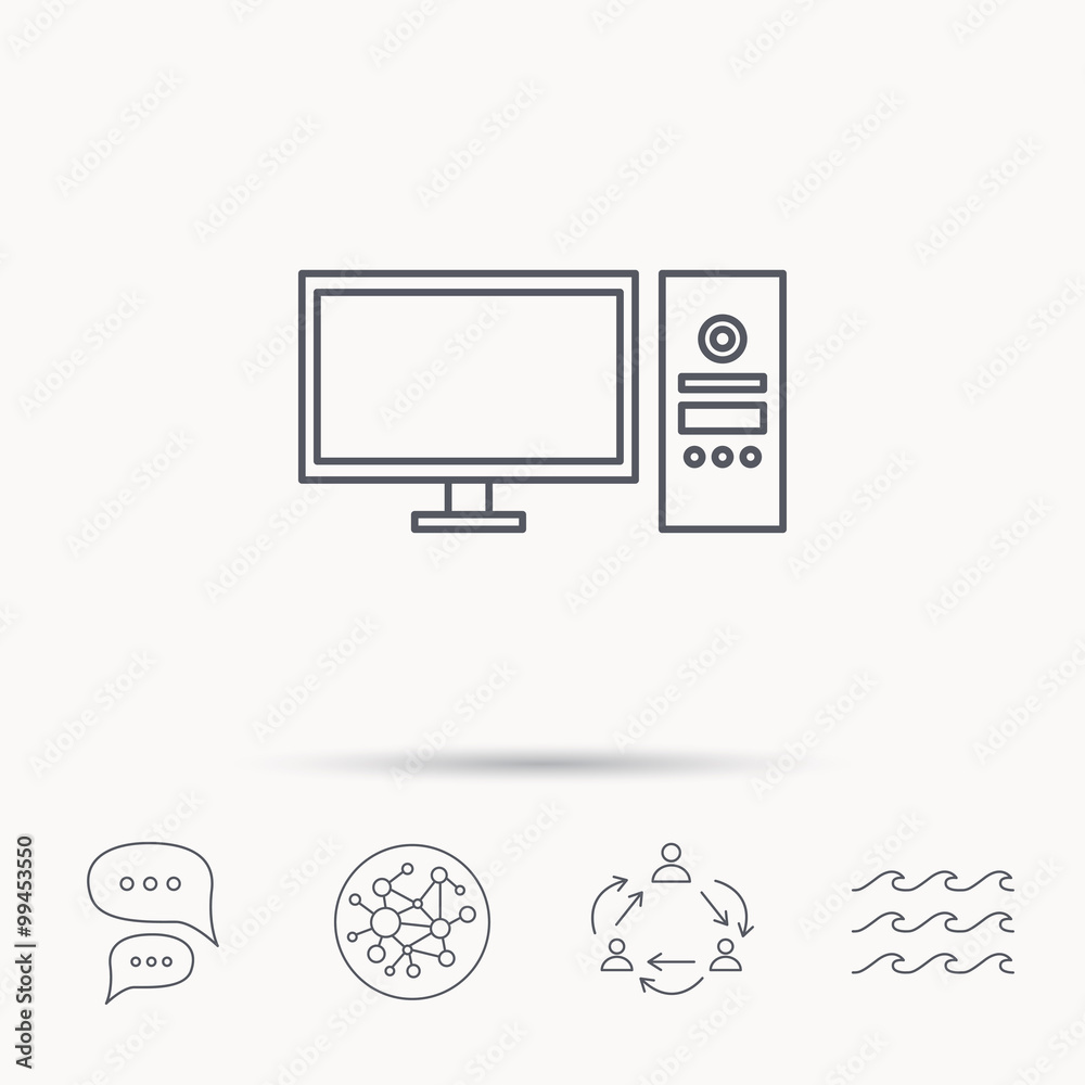 Computer PC icon. Widescreen display sign. Computer PC icon. Widescreen display sign.