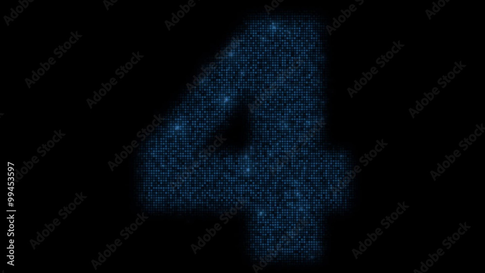 Pixelated countdown from 9 to 0 flashing array cells Pixelated countdown from 9 to 0 flashing array cells