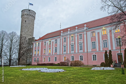 Toompea castle and the Parliament building in Tallinn in Estonia photo