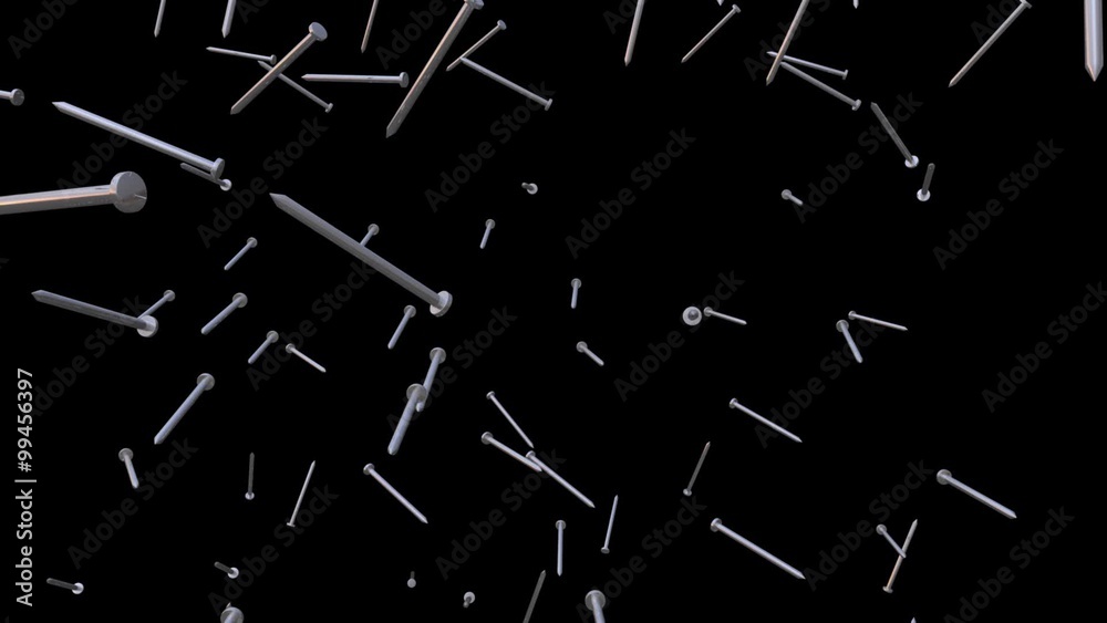 Falling nails animation with alpha loop Falling nails animation with alpha loop