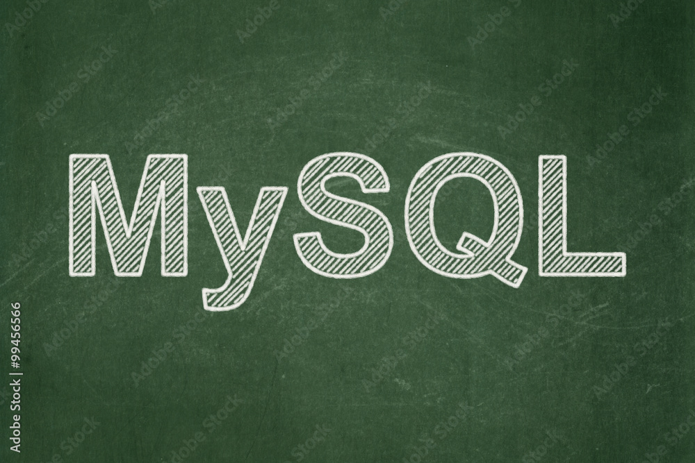 Database concept: MySQL on chalkboard background Database concept: MySQL on chalkboard background