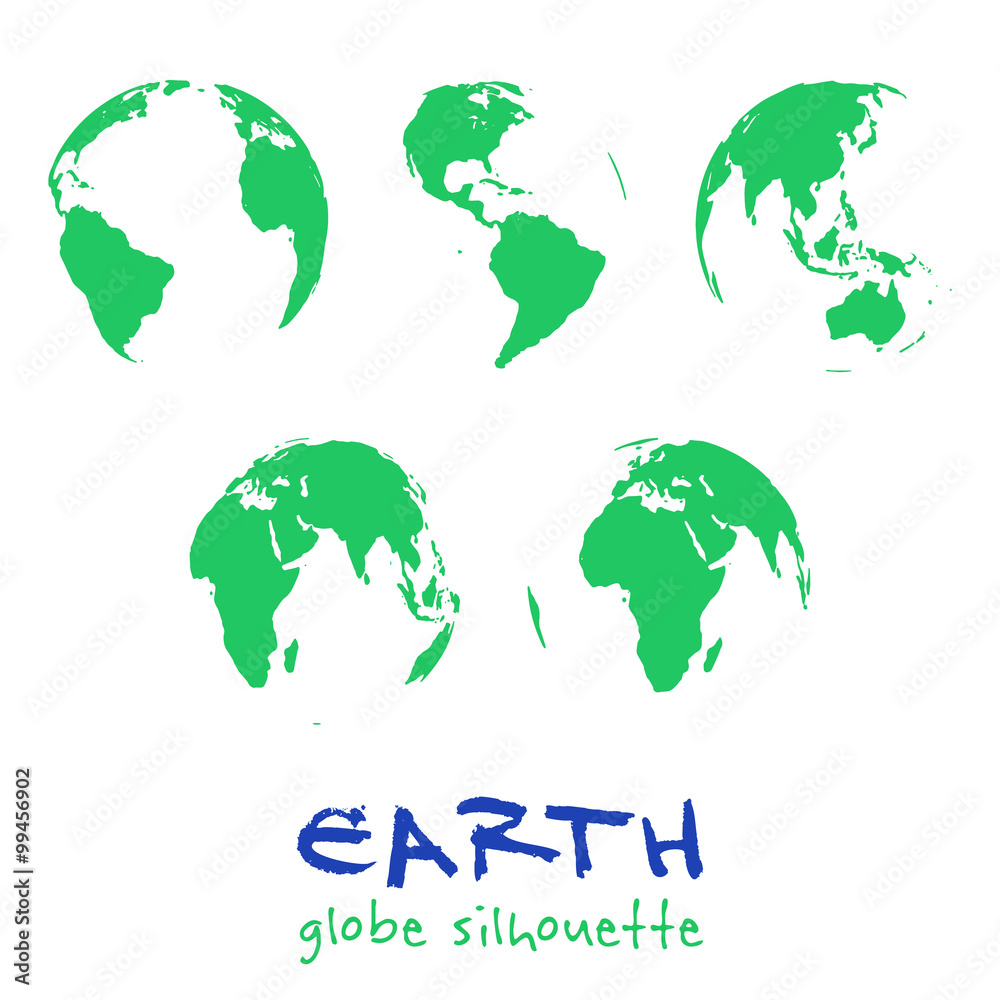 Set of Earth globes