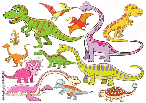 illustration of cute dinosaurs cartoon character