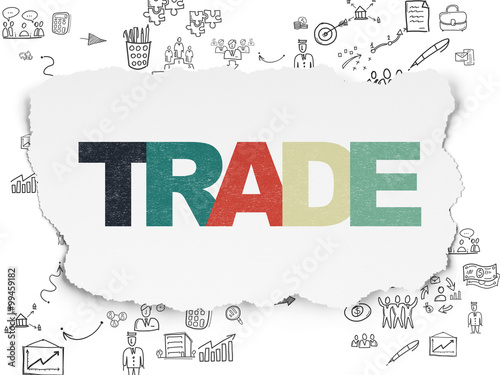 Business concept: Trade on Torn Paper background