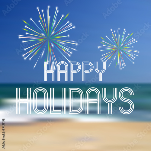 happy holidays on the beach color background eps10
