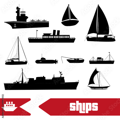 various transportation navy ships icons set eps10