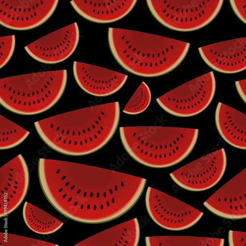 colorful sliced melon fruits seamless dark pattern eps10