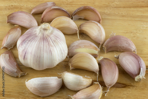 Garlic on Wooden Chopping Board