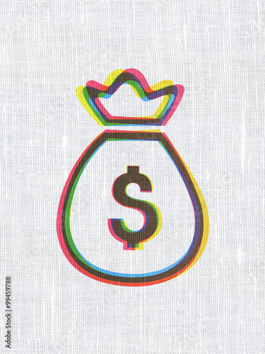 Banking concept: Money Bag on fabric texture background