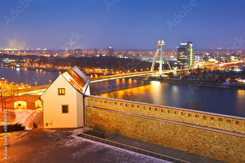 Photography River Danube in the center of Bratislava, Slovakia.