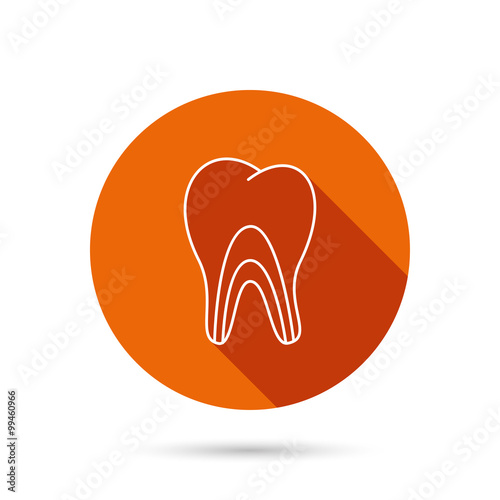 Dentinal tubules icon. Tooth medicine sign.
