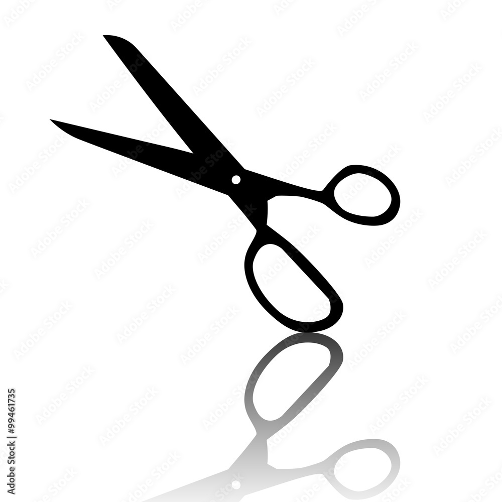 Vector scissors on white background