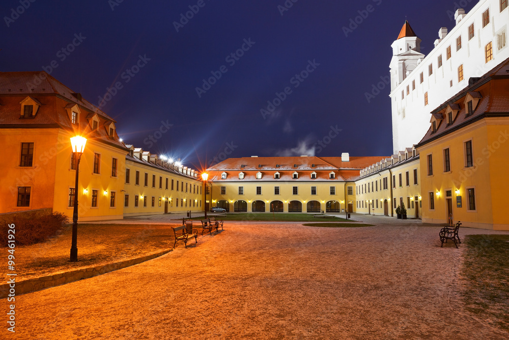 Buildings of the national council and  castle in Bratislava, Slovakia.