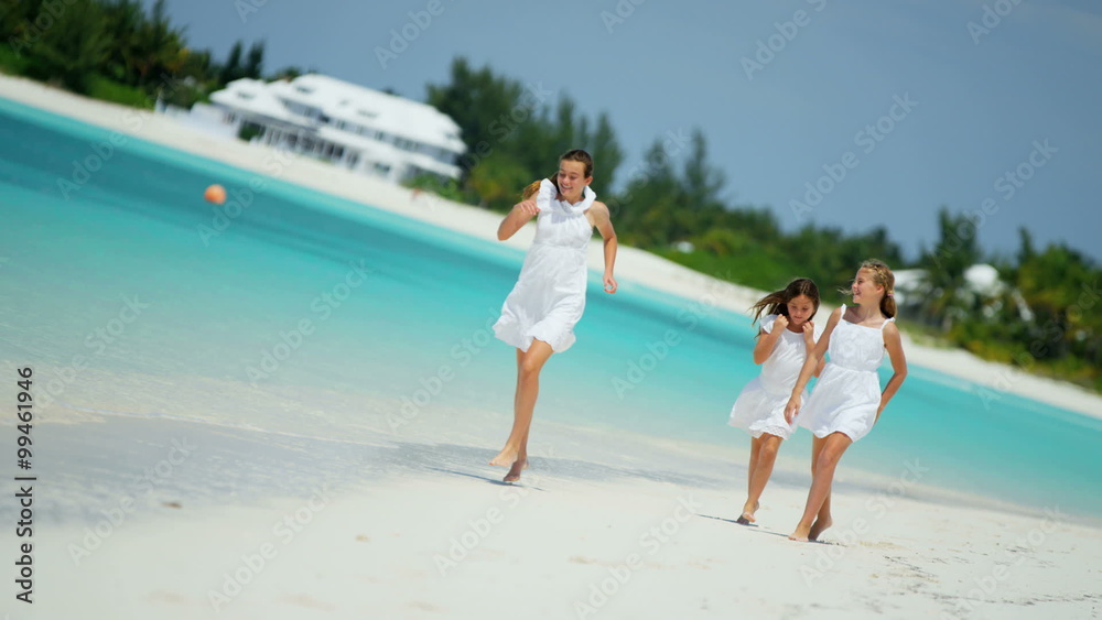 tourism lifestyle Caucasian girls children travel beach destination vacation 