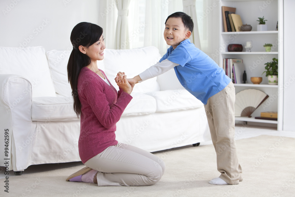 Chinese mother playing with son Chinese mother playing with son