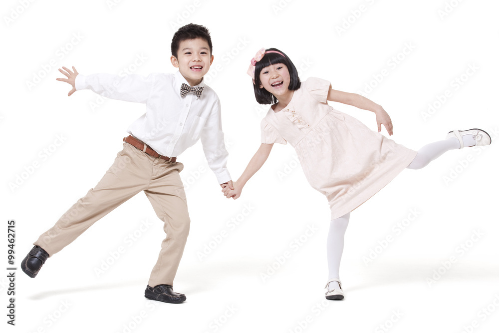 Lovely boy and holding hands having fun Lovely boy and holding hands having fun