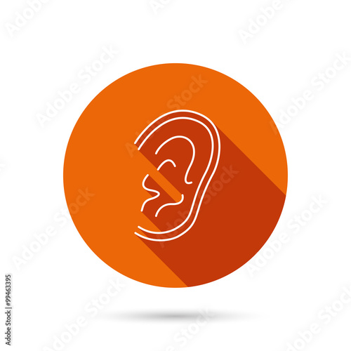 Ear icon. Hear or listen sign.