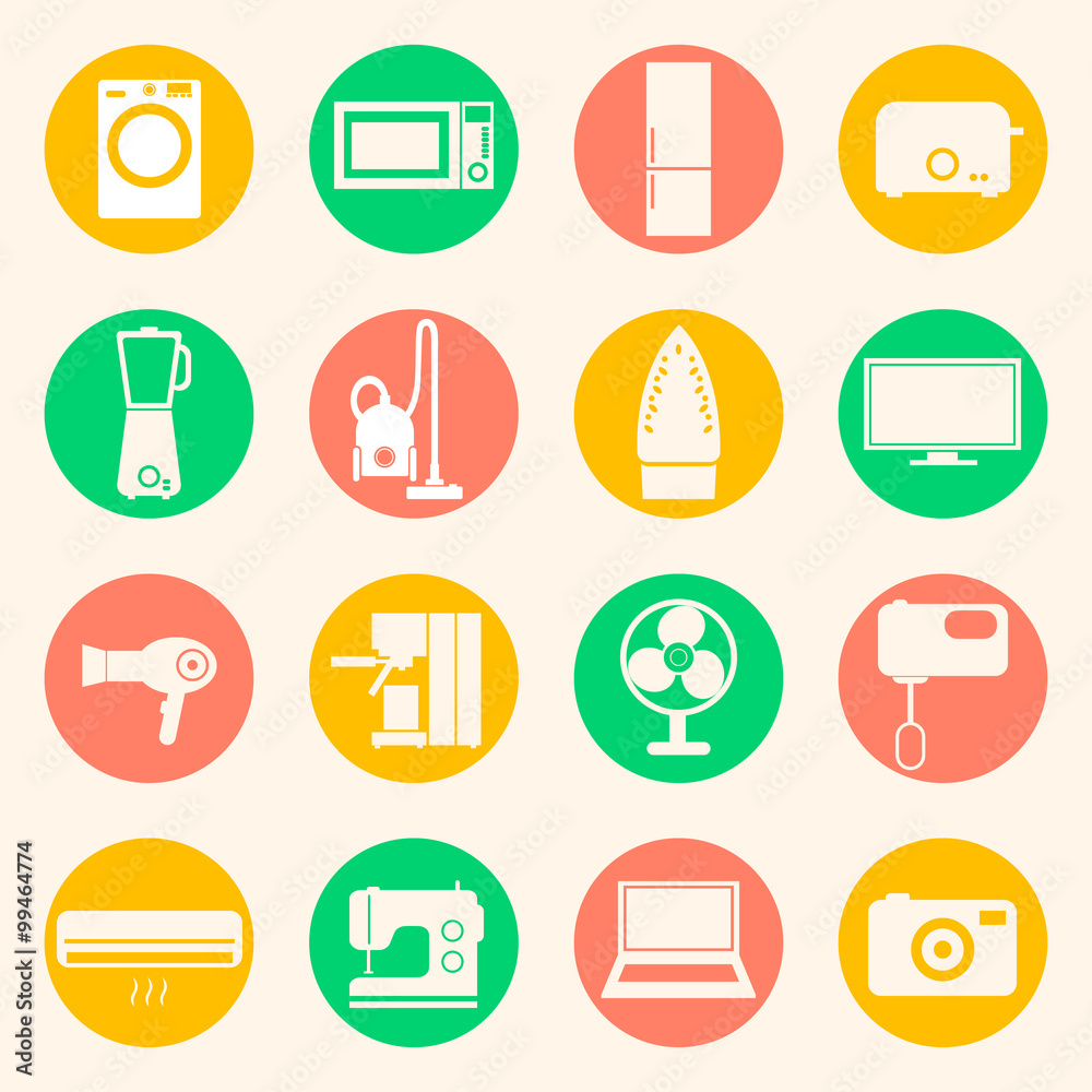 Web icons set of home appliances.