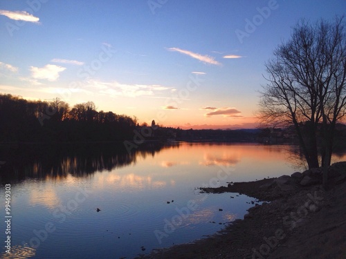 Fototapeta Naklejka Na Ścianę i Meble -  Sunset on the river - Sesto Calende