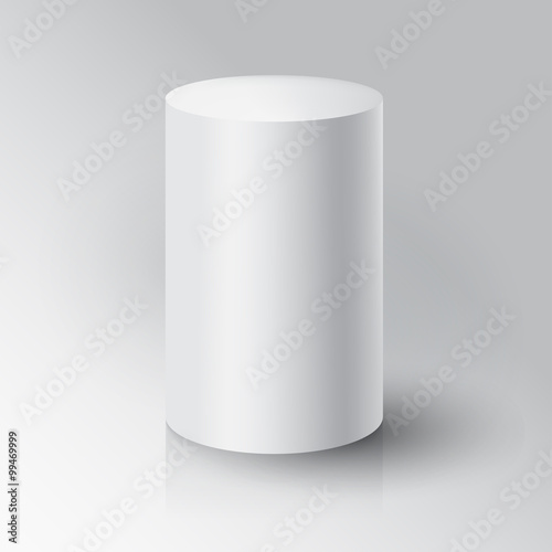 Realistic 3D White Cylinder. Cylinder on white background with r