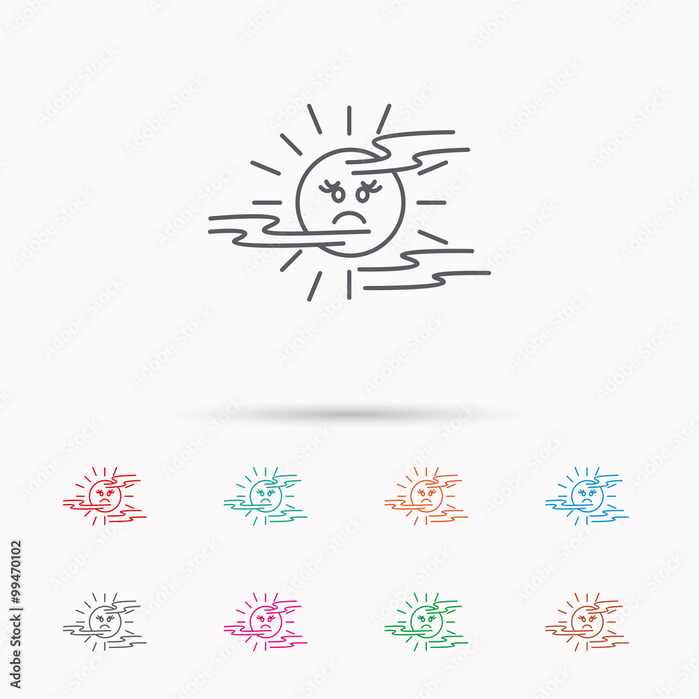Fototapeta premium Mist icon. Fog with sun sign.