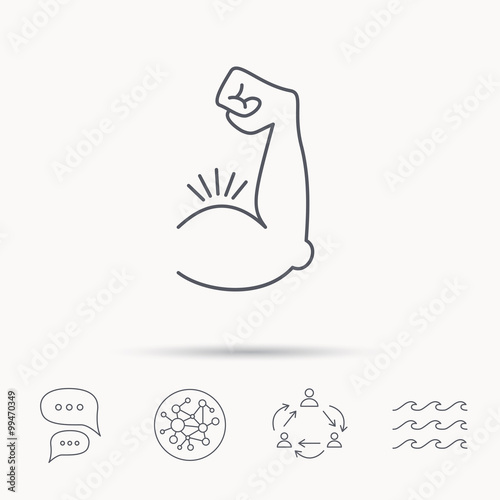 Biceps muscle icon. Bodybuilder strong arm sign.