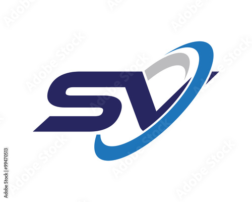 SV Letter Swoosh Visual Logo