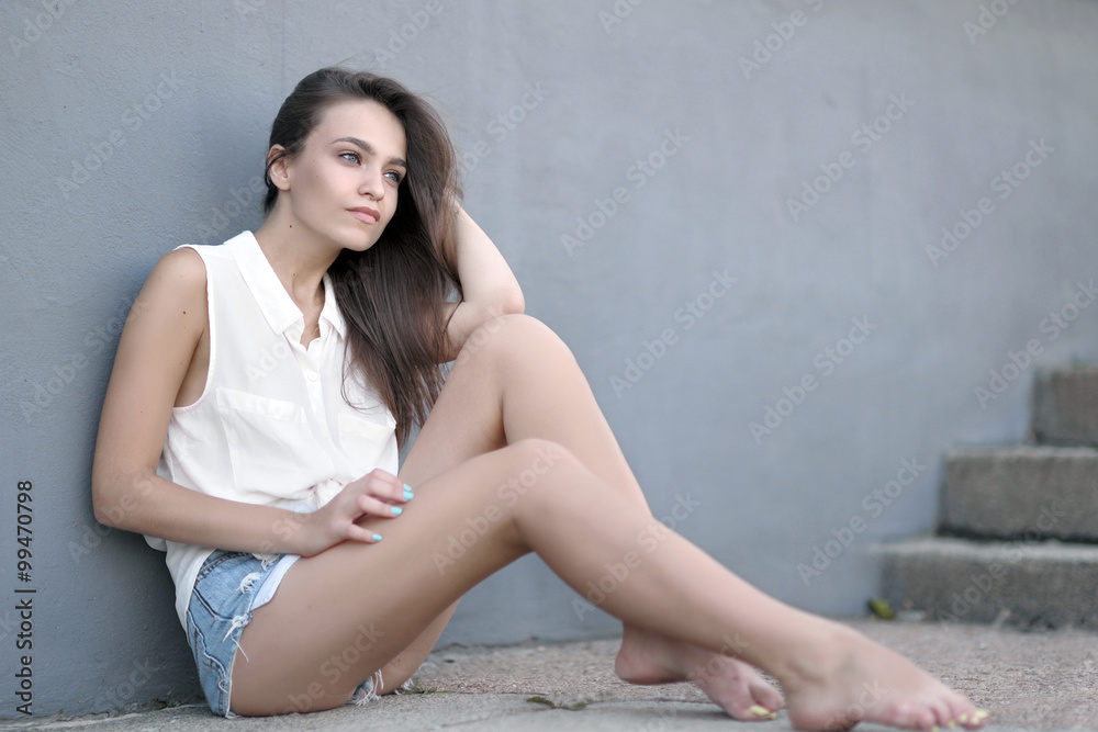 Naklejka premium portrait of a beautiful young model, sexy girl