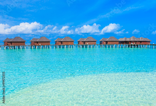 Fototapeta Naklejka Na Ścianę i Meble -   beach with water bungalows Maldives