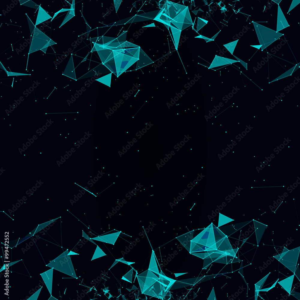 Abstract digital background with cybernetic particles - obrazy, fototapety, plakaty 