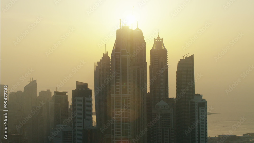 Aerial Dubai Skyscrapers construction Persian Gulf UAE Aerial Dubai Skyscrapers construction Persian Gulf UAE