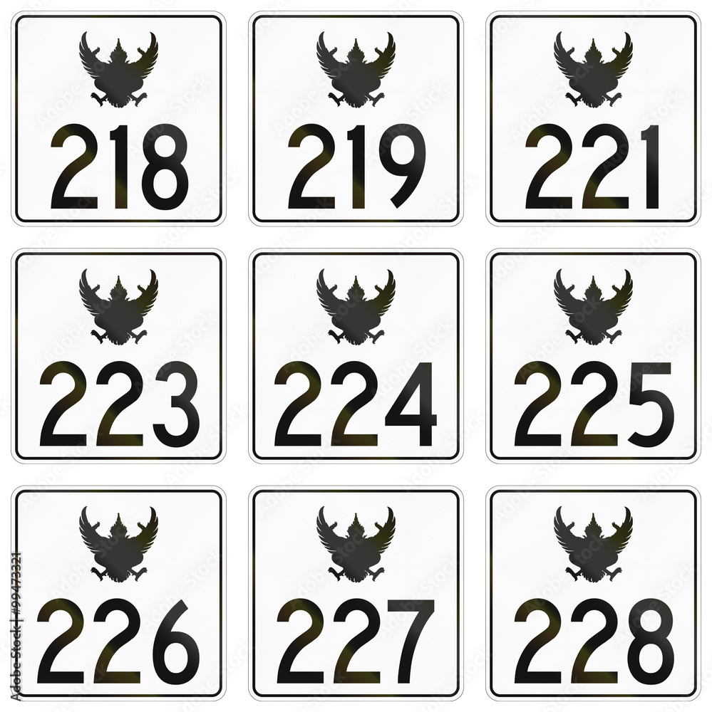 Collection of federal highway shields used in Thailand Collection of federal highway shields used in Thailand