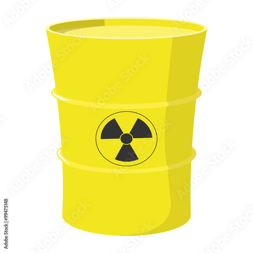 Cartoon barrel with nuclear waste