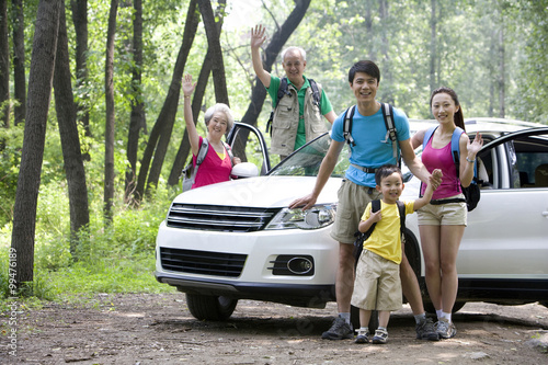 Family on a trip out in the country