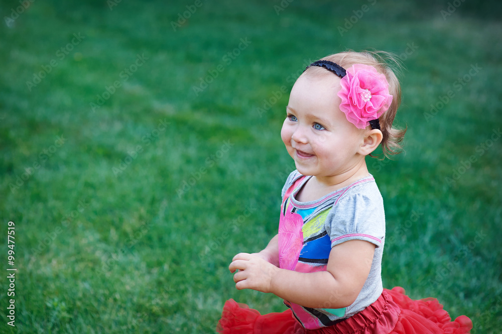 little happy cheerful girl running around playing and having fun little happy cheerful girl running around playing and having fun