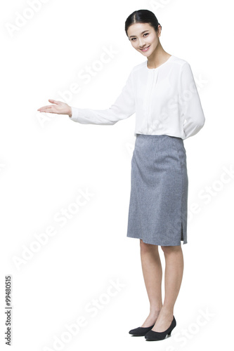 Young businesswoman greeting