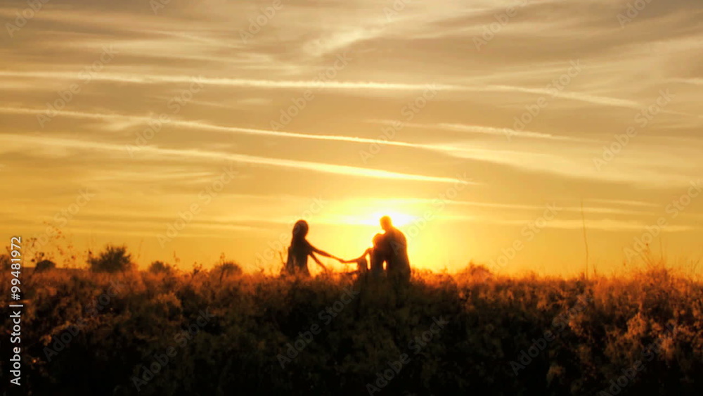 Loving Caucasian Family Together Outdoors Sunrise Carefree Lifestyle Happiness Loving Caucasian Family Together Outdoors Sunrise Carefree Lifestyle Happiness
