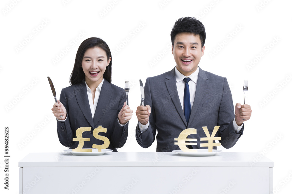 Business partners having fast food Business partners having fast food
