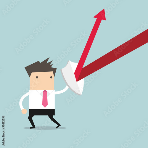 Businessman holding shield vector