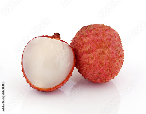  lychee on white background