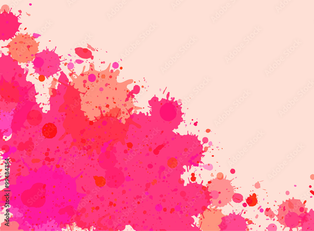 Pink watercolor paint splashes frame
