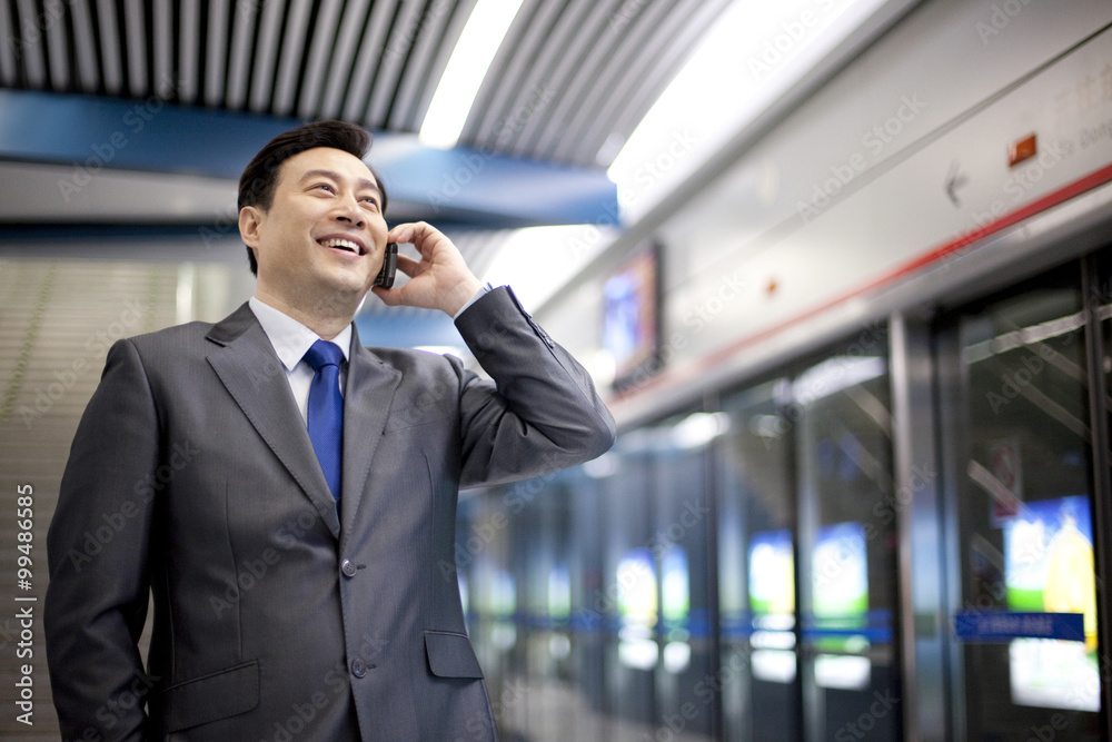 Commuter on the phone