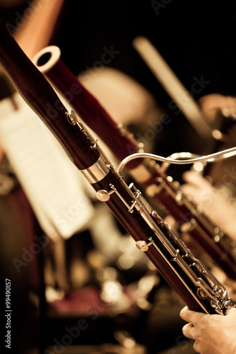 Fotografie Bassoons in the orchestra closeup