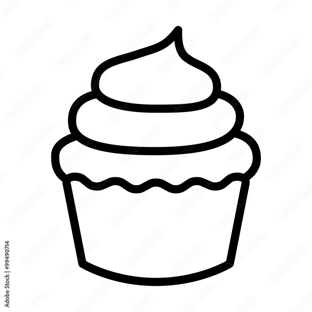 Cupcake dessert line art icon for apps and websites Stock Vector