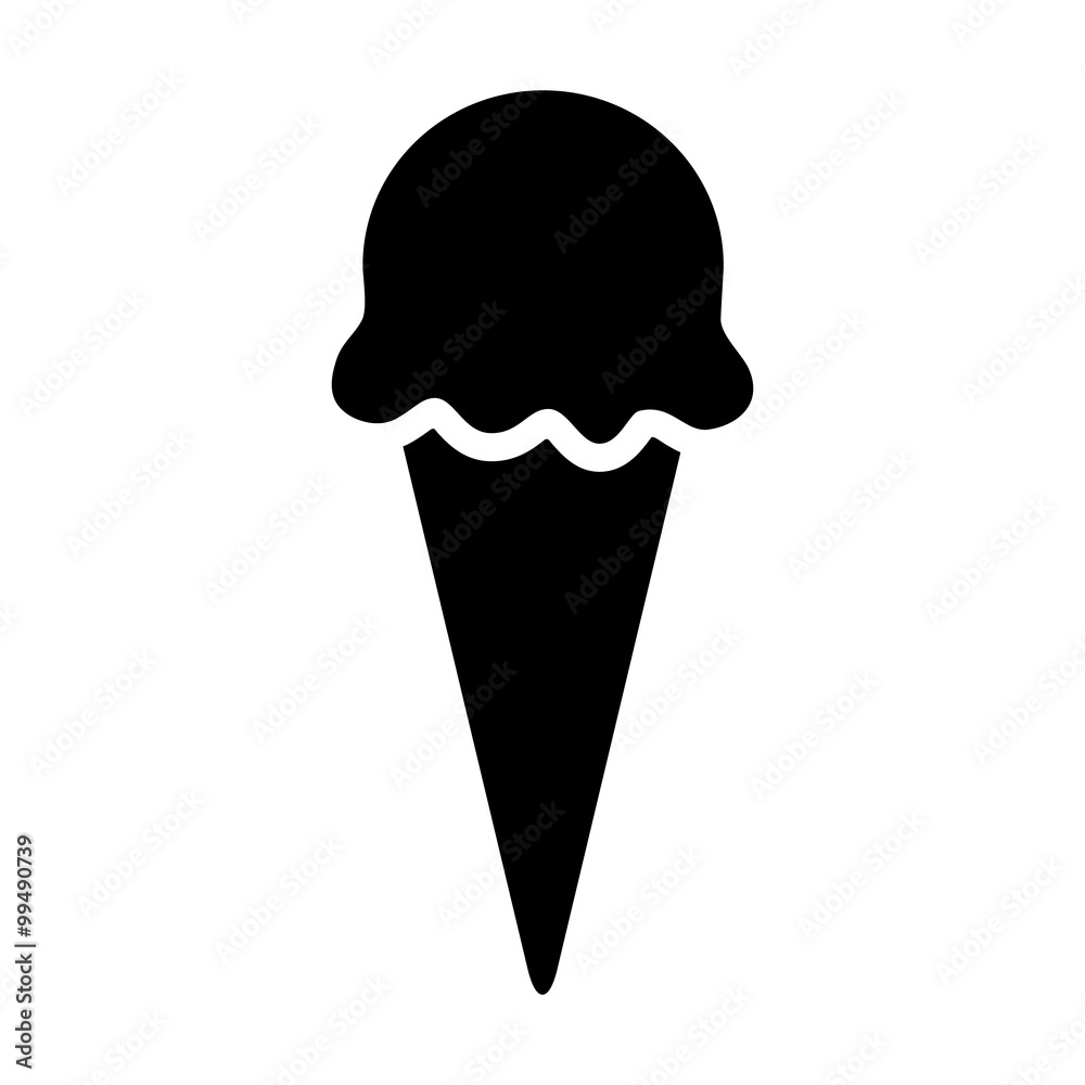 Ice cream cone with one scoop flat icon for apps and websites Stock Vector