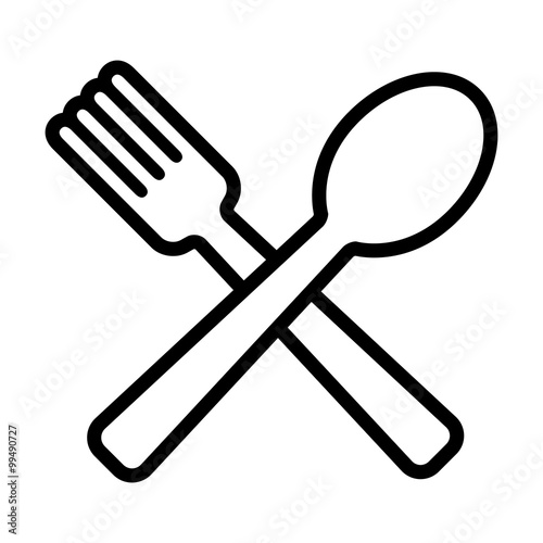 Spoon and fork for eating flat icon for apps and websites