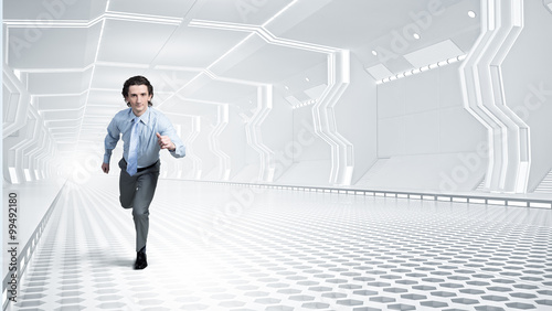 Man run in virtual room