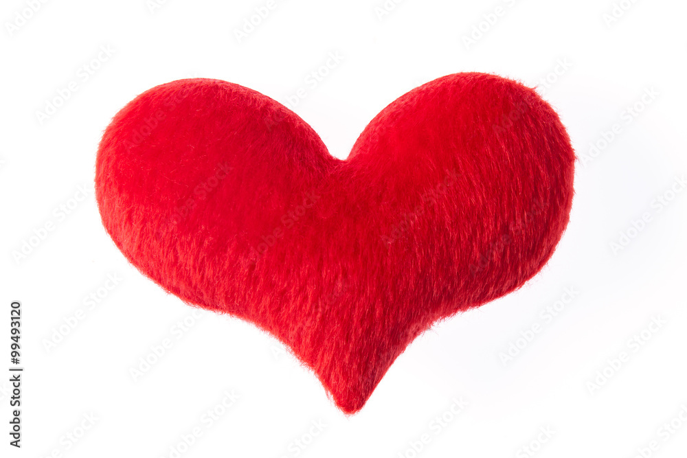 Red heart made of fur